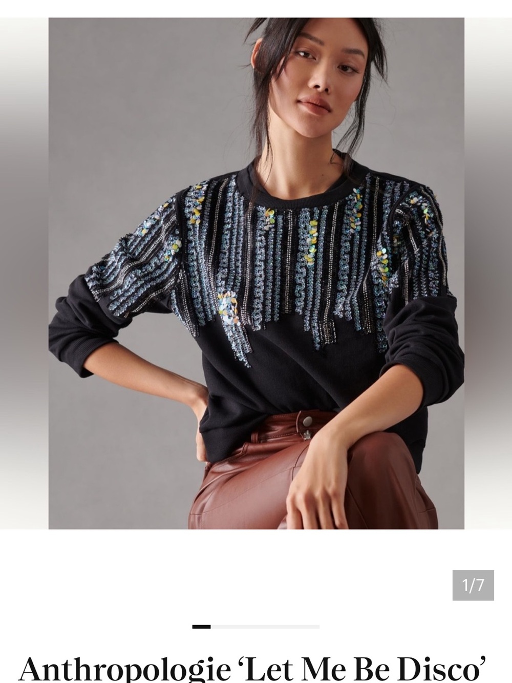 Anthropologie Black Sequin-Embellished Sweatshirt